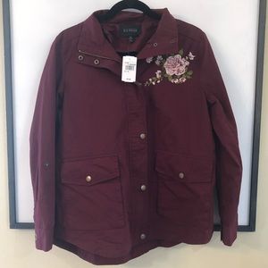 Blu Pepper Burgundy Jacket Floral Embroidery Med